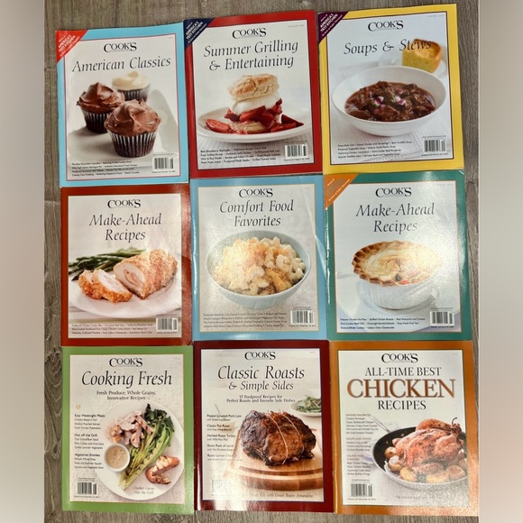 Cook's Illustrated 9 Magazines Lot Foodie Recipes Cooking Culinary Test Kitchen - Picture 1 of 7